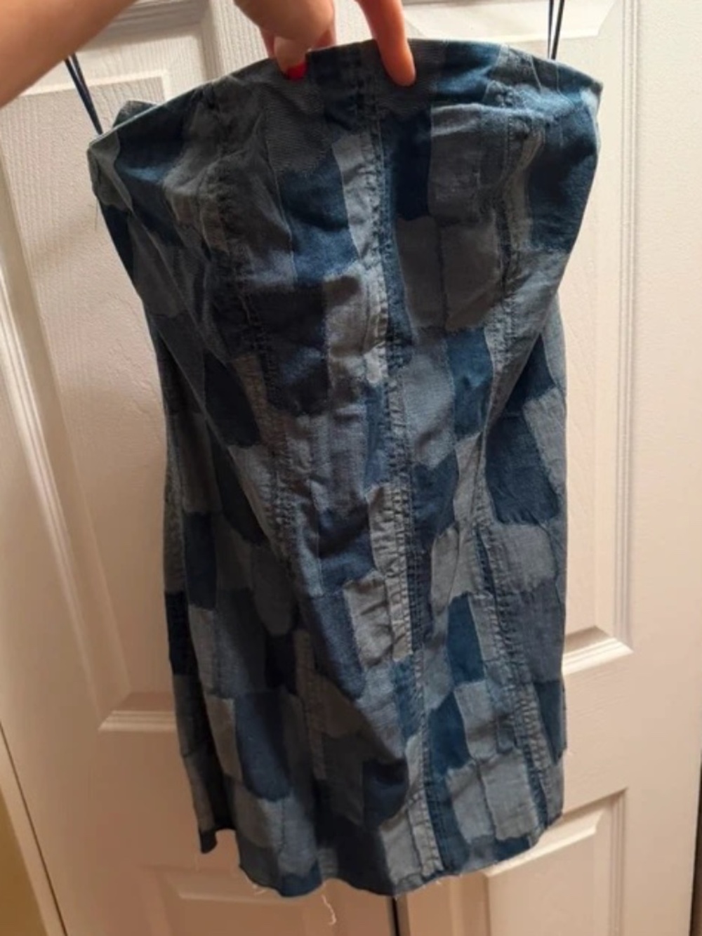 Wild Fable Patchwork Denim Mini Skirt Size M Blue Y2K Raw Hem